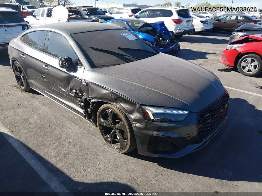 AUDI A5 2021, VIN WAUFACF56MA033626
