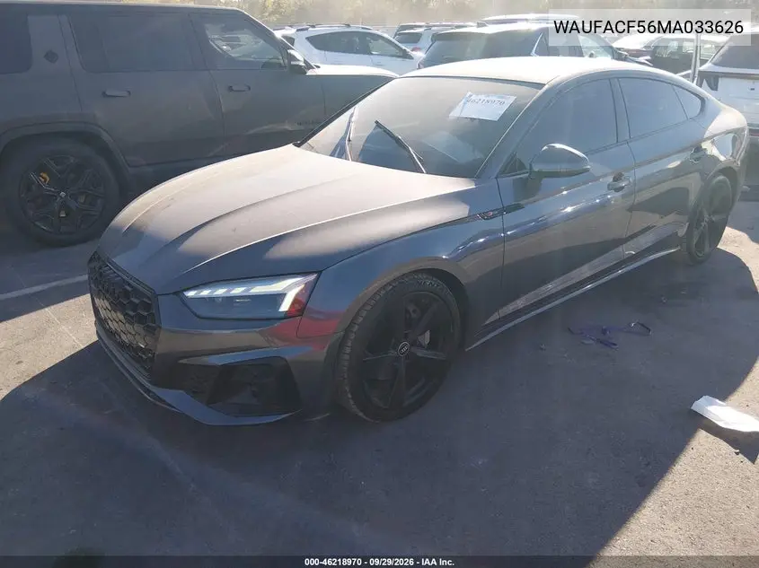 2021 AUDI A5 VIN WAUFACF56MA033626 — фото 2
