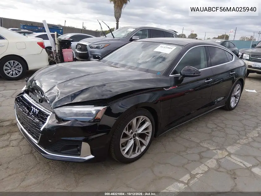 2021 AUDI A5 VIN WAUABCF56MA025940 — фото 2