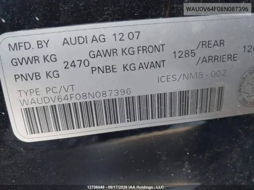 2008 AUDI A6 VIN WAUDV64F08N087396 — фото 19