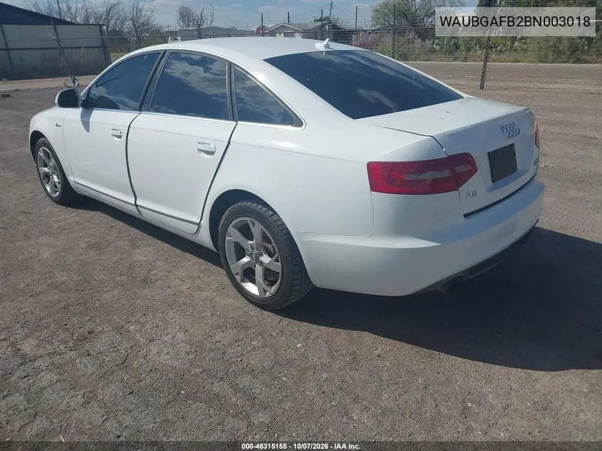 2011 AUDI A6 VIN WAUBGAFB2BN003018 — фото 3