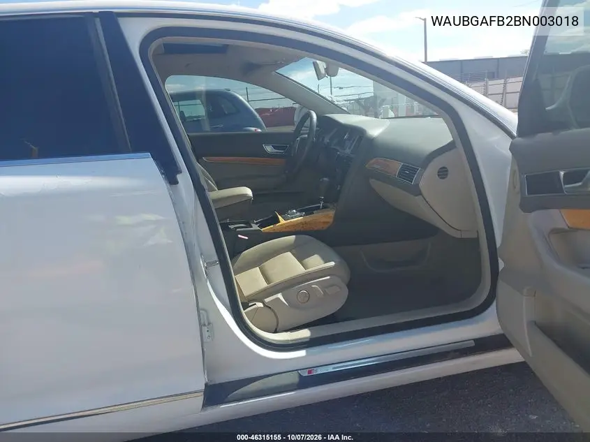 2011 AUDI A6 VIN WAUBGAFB2BN003018 — фото 5