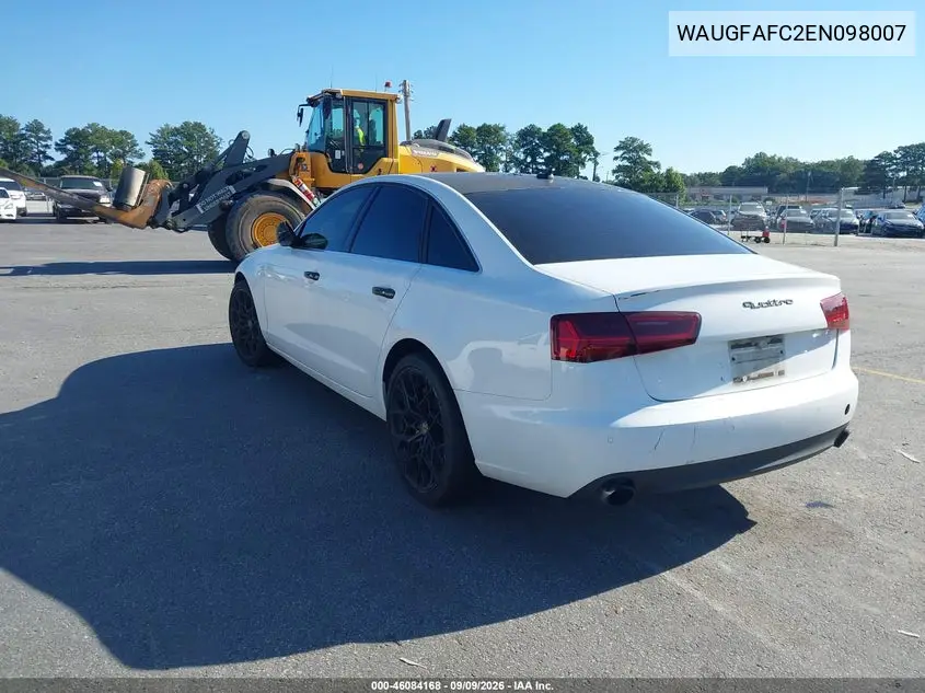 2014 AUDI A6 VIN WAUGFAFC2EN098007 — фото 3