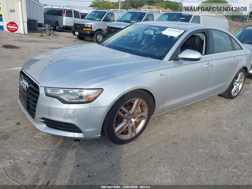 2014 AUDI A6 VIN WAUFGAFC5EN043608 — фото 2