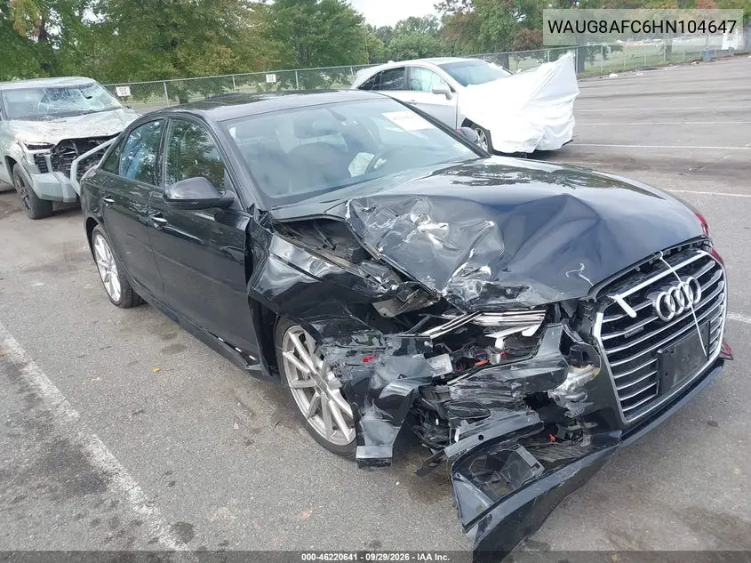 AUDI A6 2017, VIN WAUG8AFC6HN104647