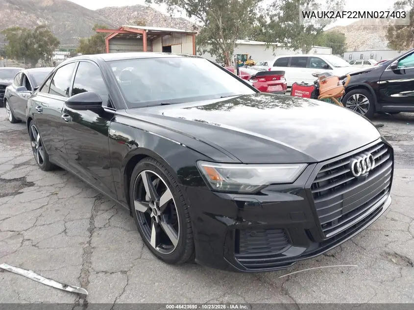AUDI A6 2021, VIN WAUK2AF22MN027403