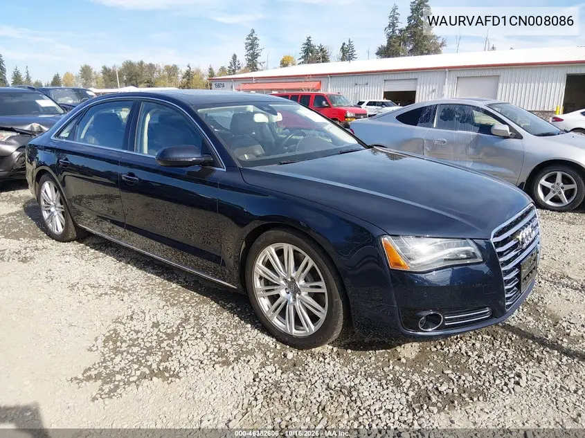 AUDI A8 2012, VIN WAURVAFD1CN008086