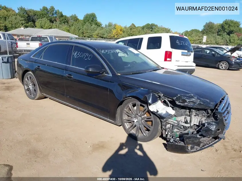 AUDI A8 2014, VIN WAURMAFD2EN001024
