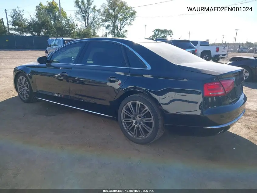 2014 AUDI A8 VIN WAURMAFD2EN001024 — фото 3