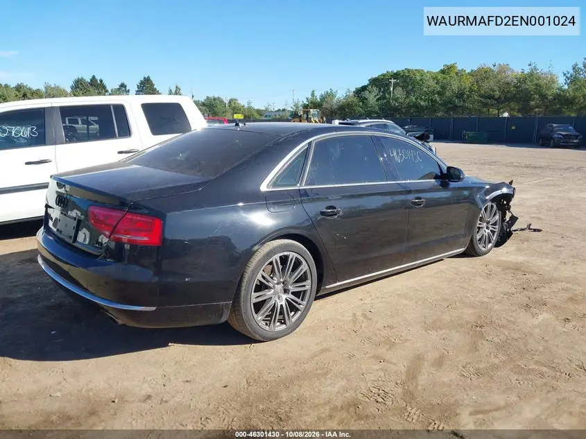 2014 AUDI A8 VIN WAURMAFD2EN001024 — фото 4