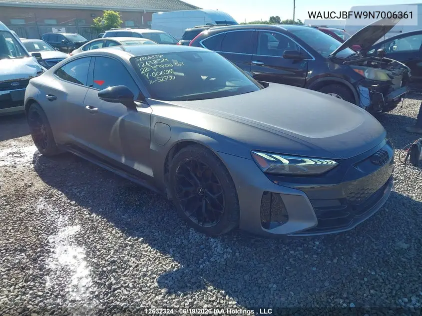 AUDI E-TRON GT 2022, VIN WAUCJBFW9N7006361