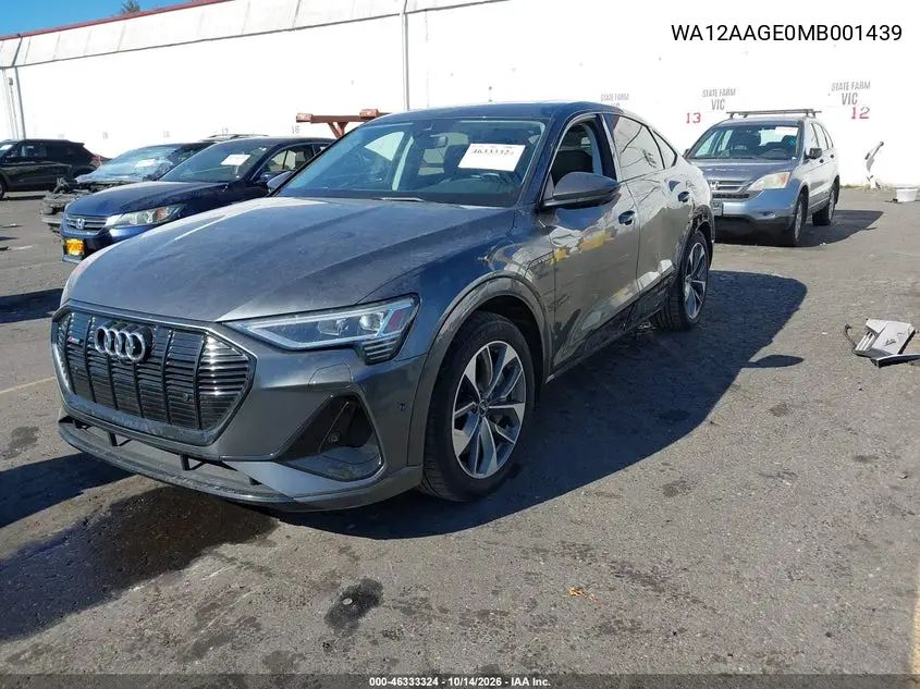 2021 AUDI E-TRON SPORTBACK VIN WA12AAGE0MB001439 — фото 2