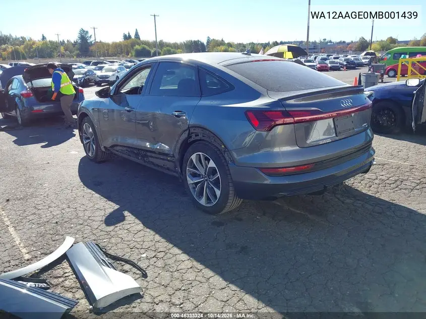 2021 AUDI E-TRON SPORTBACK VIN WA12AAGE0MB001439 — фото 3