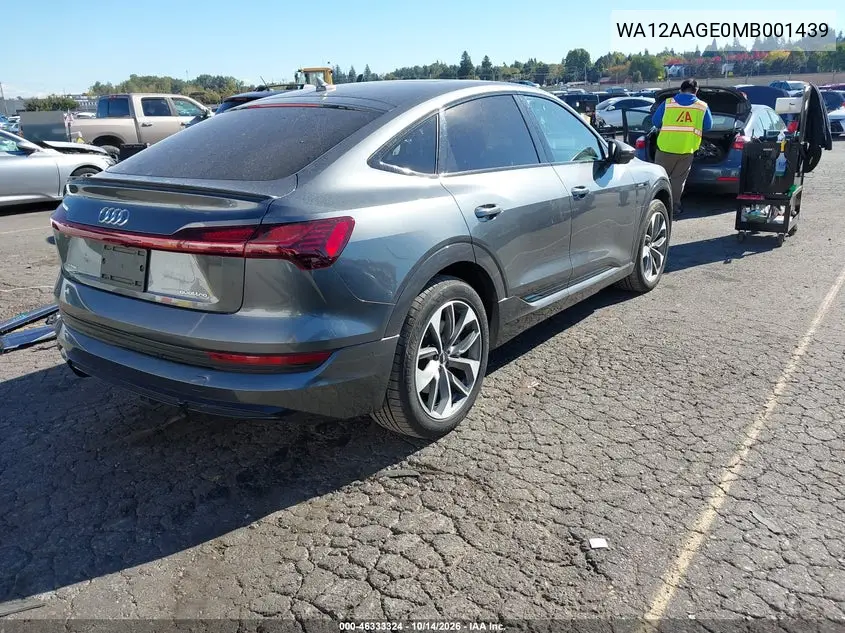 2021 AUDI E-TRON SPORTBACK VIN WA12AAGE0MB001439 — фото 4