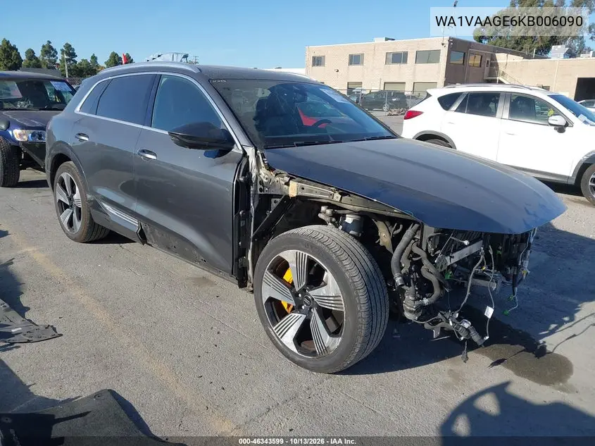 AUDI E-TRON 2019, VIN WA1VAAGE6KB006090