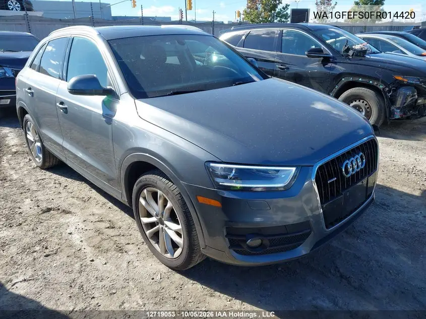 AUDI Q3 2015, VIN WA1GFEFS0FR014420