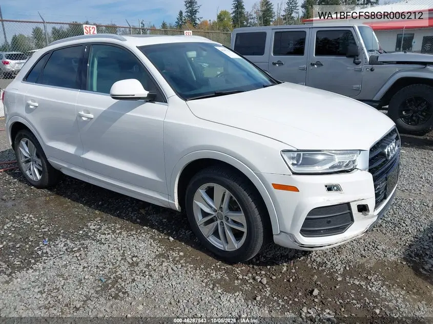 AUDI Q3 2016, VIN WA1BFCFS8GR006212