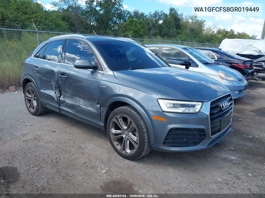 AUDI Q3 2016, VIN WA1GFCFS8GR019449