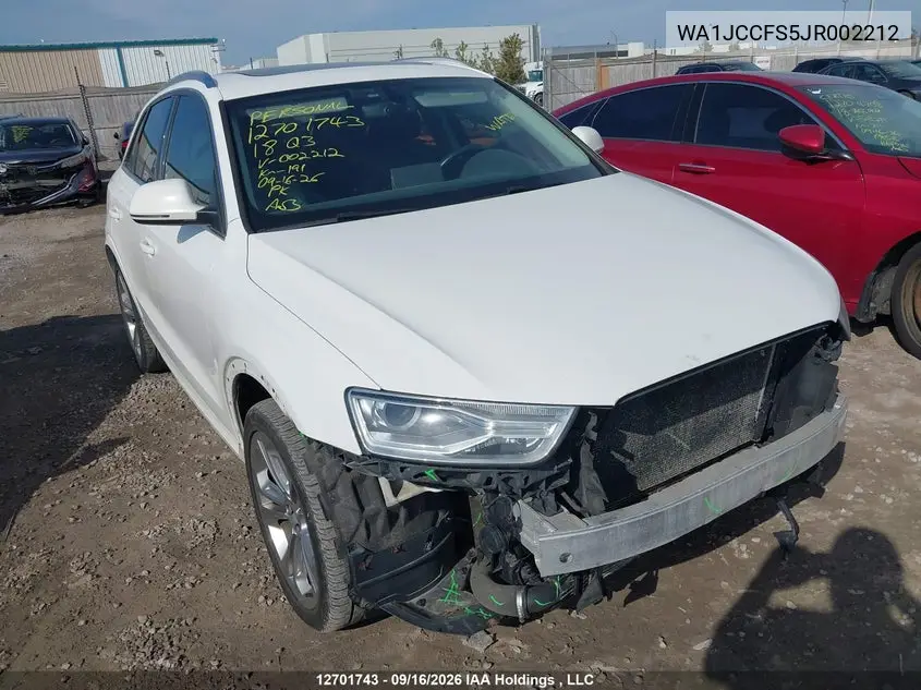 AUDI Q3 2018, VIN WA1JCCFS5JR002212