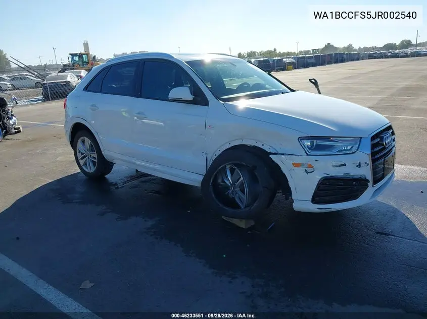 AUDI Q3 2018, VIN WA1BCCFS5JR002540