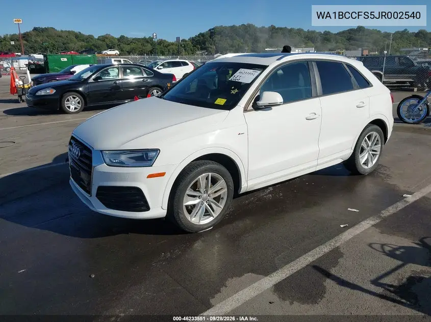 2018 AUDI Q3 VIN WA1BCCFS5JR002540 — фото 2
