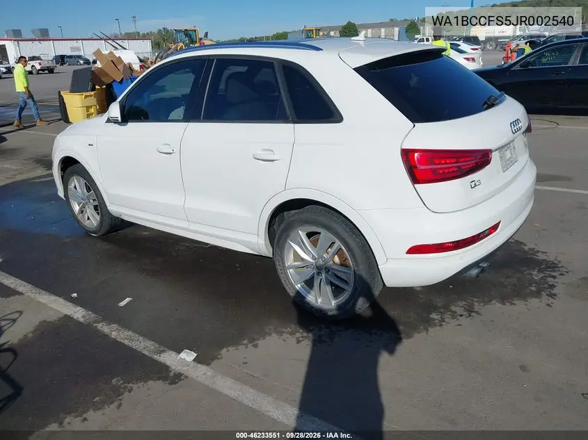 2018 AUDI Q3 VIN WA1BCCFS5JR002540 — фото 3