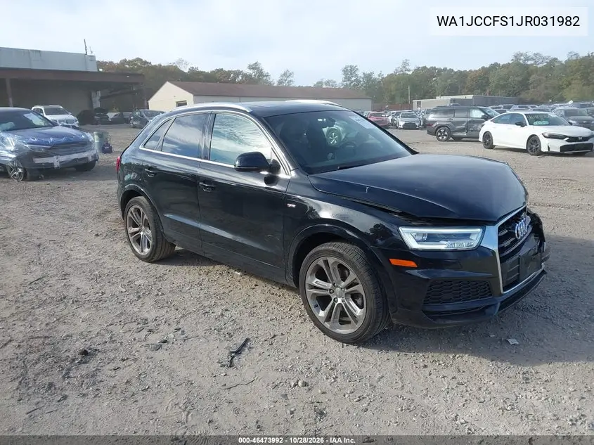 AUDI Q3 2018, VIN WA1JCCFS1JR031982