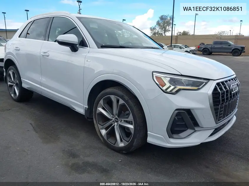 AUDI Q3 2019, VIN WA1EECF32K1086851