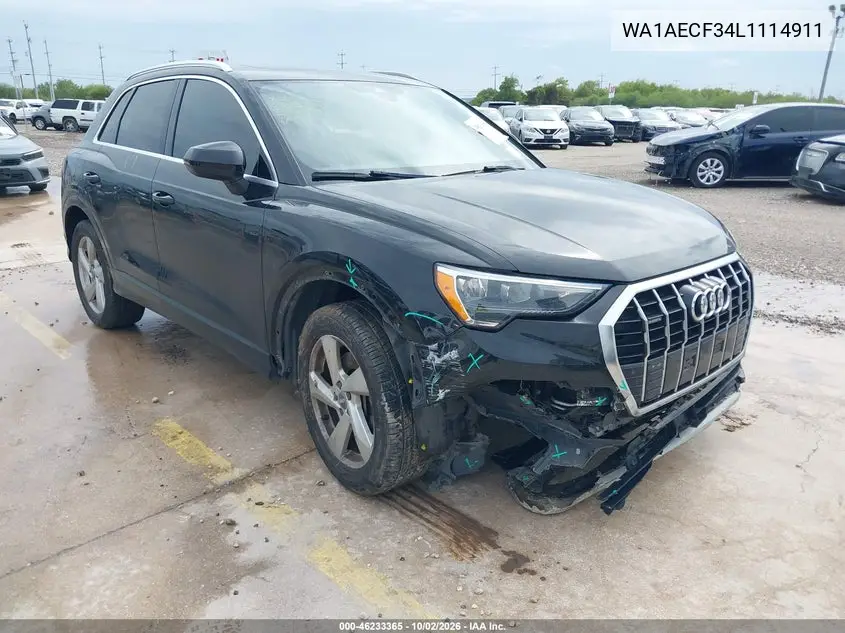 AUDI Q3 2020, VIN WA1AECF34L1114911