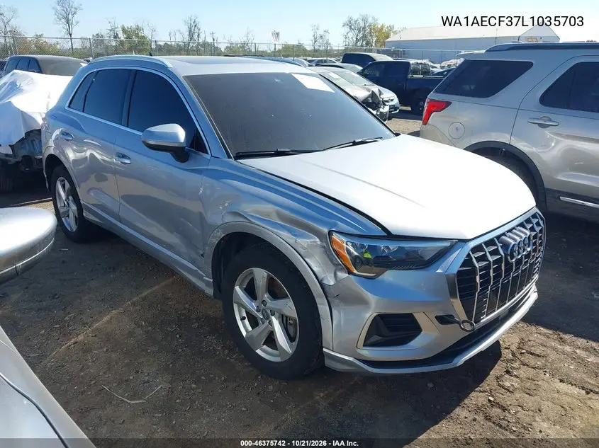 AUDI Q3 2020, VIN WA1AECF37L1035703
