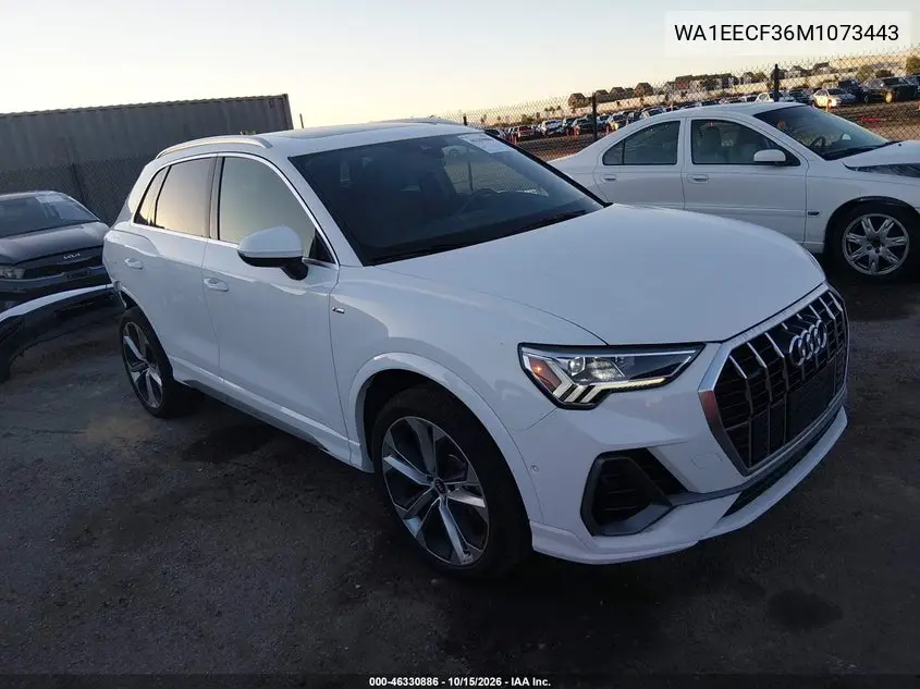 AUDI Q3 2021, VIN WA1EECF36M1073443