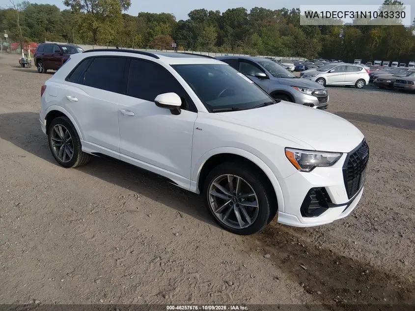 AUDI Q3 2022, VIN WA1DECF31N1043330