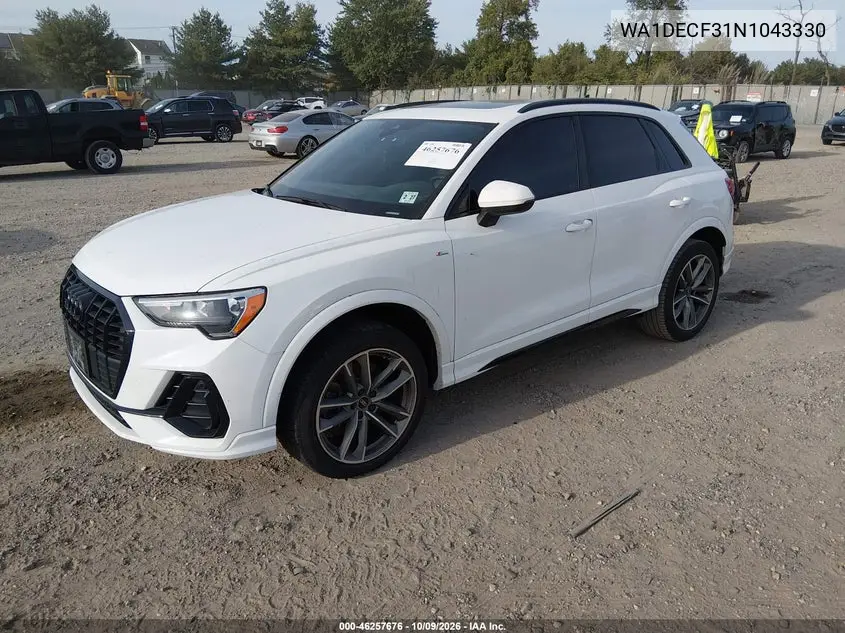 2022 AUDI Q3 VIN WA1DECF31N1043330 — фото 2