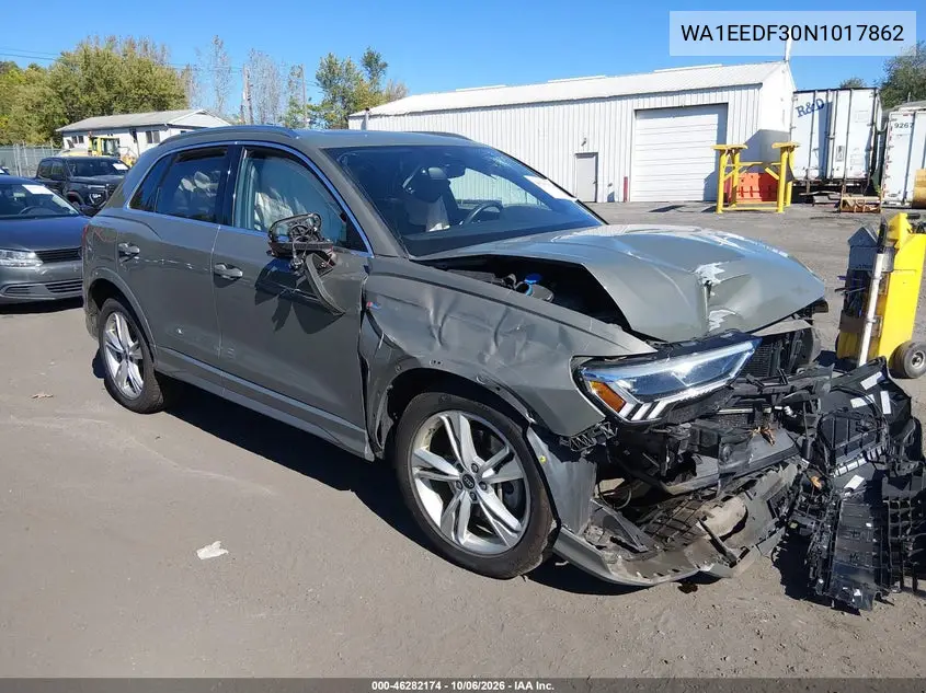 AUDI Q3 2022, VIN WA1EEDF30N1017862
