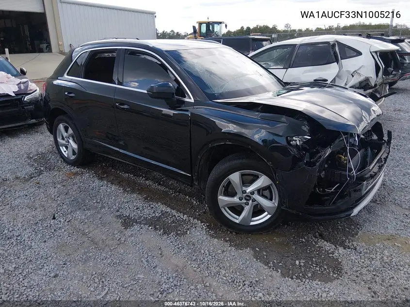 AUDI Q3 2022, VIN WA1AUCF33N1005216