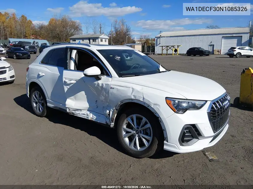 AUDI Q3 2022, VIN WA1DECF30N1085326