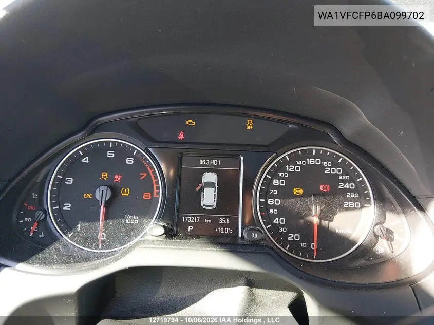 2011 AUDI Q5 VIN WA1VFCFP6BA099702 — фото 7