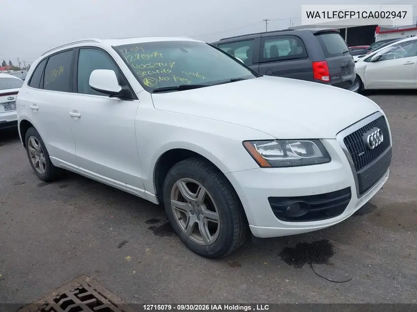 AUDI Q5 2012, VIN WA1LFCFP1CA002947