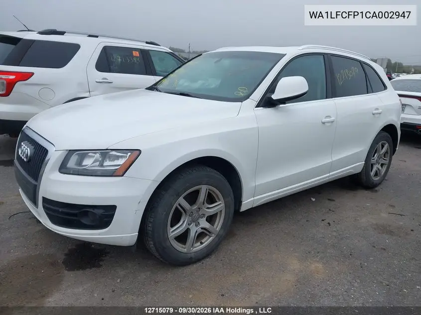 2012 AUDI Q5 VIN WA1LFCFP1CA002947 — фото 2