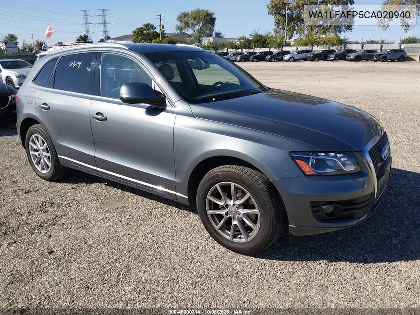 AUDI Q5 2012, VIN WA1LFAFP5CA020940