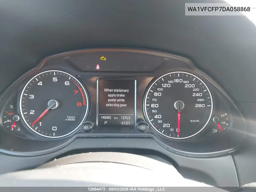 2013 AUDI Q5 VIN WA1VFCFP7DA058868 — фото 7