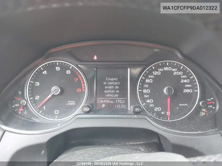 2013 AUDI Q5 VIN WA1CFCFP9DA012322 — фото 7