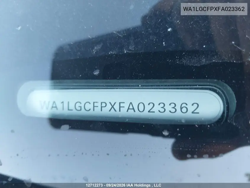 2015 AUDI Q5 VIN WA1LGCFPXFA023362 — фото 9