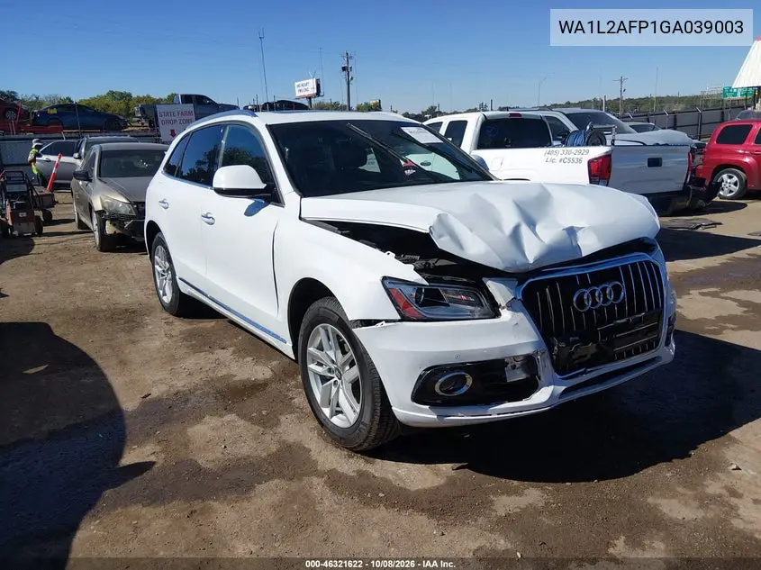 AUDI Q5 2016, VIN WA1L2AFP1GA039003