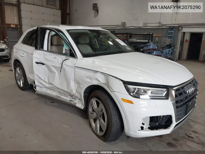 AUDI Q5 2019, VIN WA1ANAFY9K2075290