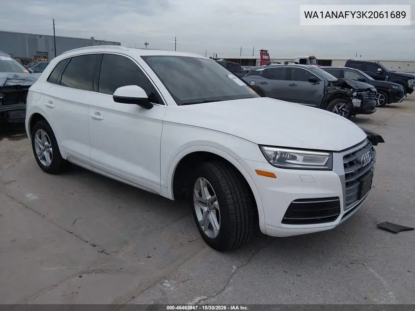 AUDI Q5 2019, VIN WA1ANAFY3K2061689