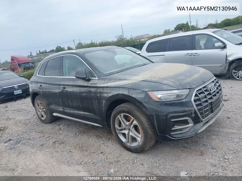 AUDI Q5 2021, VIN WA1AAAFY5M2130946