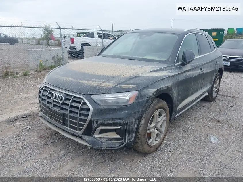 2021 AUDI Q5 VIN WA1AAAFY5M2130946 — фото 2