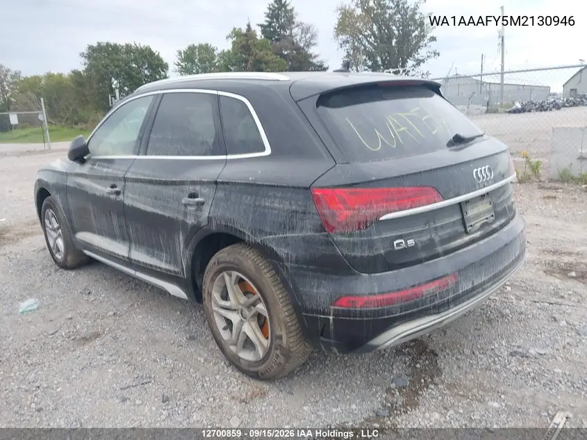 2021 AUDI Q5 VIN WA1AAAFY5M2130946 — фото 3
