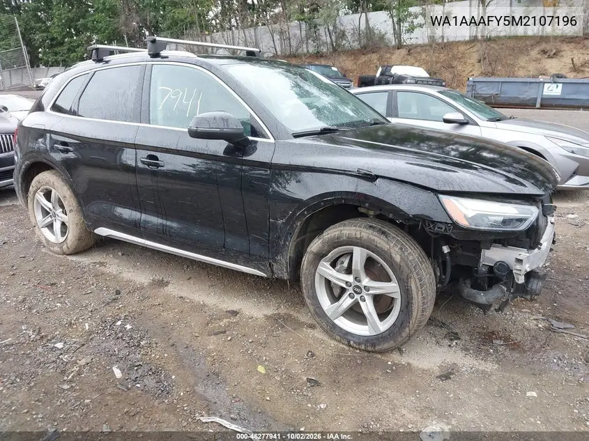 AUDI Q5 2021, VIN WA1AAAFY5M2107196